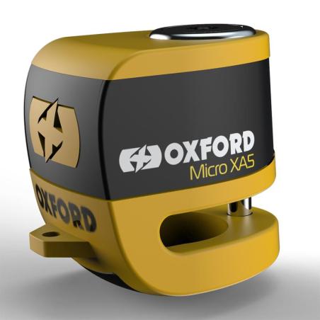 OXFORD LK213 : Candado de disco OXFORD XA5 Alarm - amarillo & negro