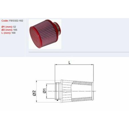 BMC FMSS52-102 : Filtro de aire BMC Tapered Ø52mm - SS52-102