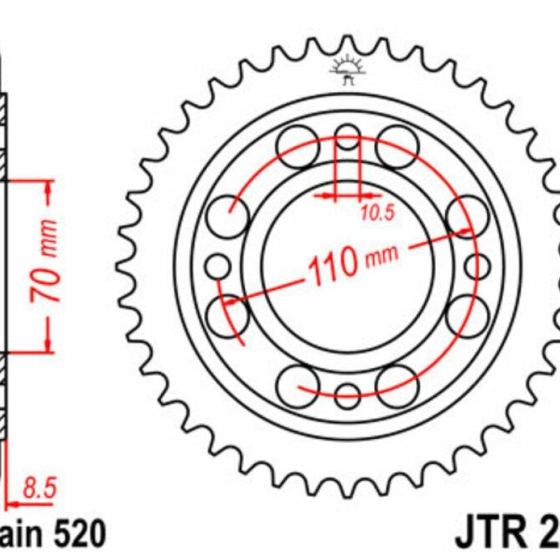 JT SPROCKETS JTR247.36 : Corona JT SPROCKETS acero estándar 247 - Paso 520