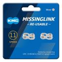 KMC 11S-CL555R-NP : Enganche Cadena KMC 11 velocidades plata (x2)