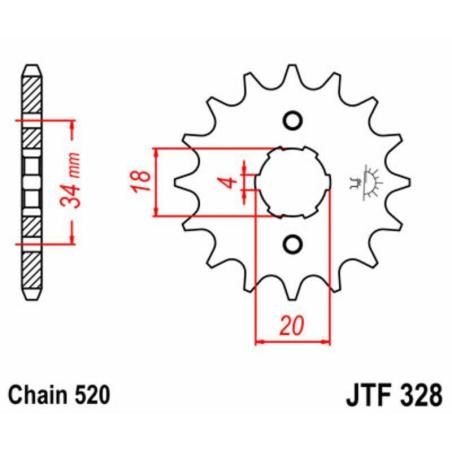 JT SPROCKETS JTF328.13 : Piñón JT SPROCKETS acero estándar 328 - Paso 520