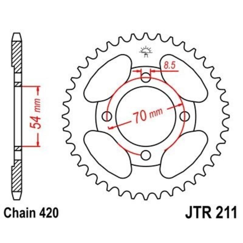 JT SPROCKETS JTR211.39 : Corona JT 211 de acero con 39 dientes