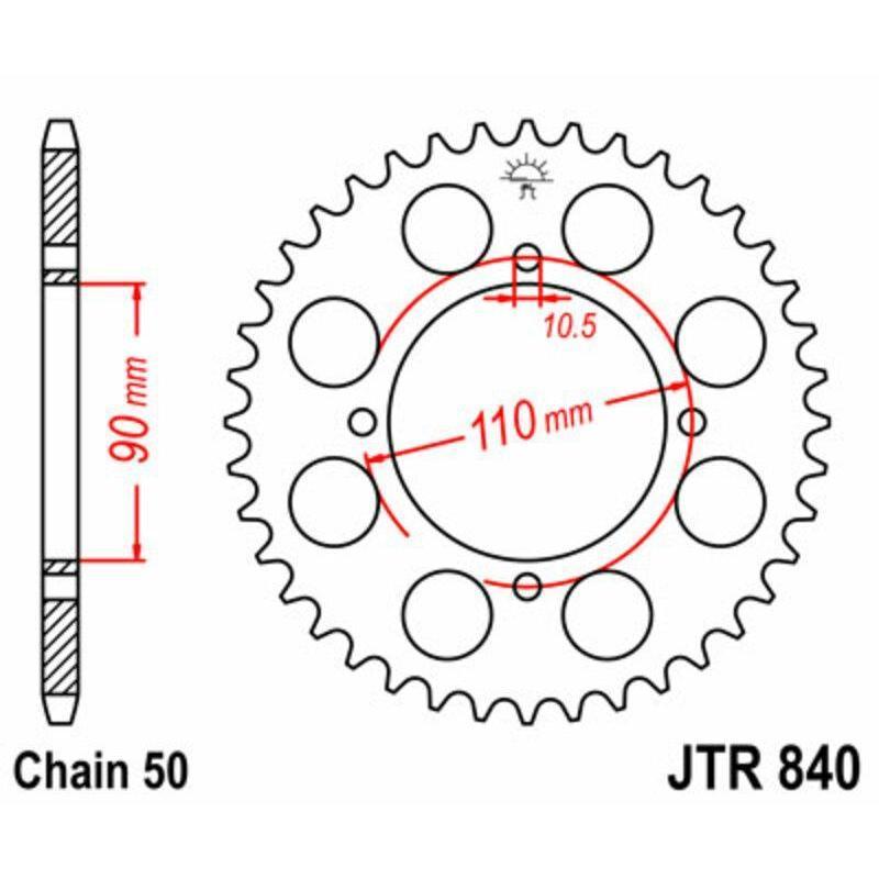 JT SPROCKETS JTR840.38 : Corona JT SPROCKETS acero estándar 840 - Paso 530