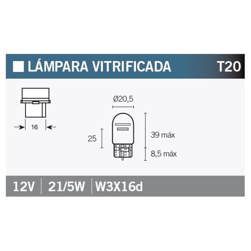 V PARTS T20 : Caja de 10 lámparas 12V21/5W DOBLE FILAMENTO