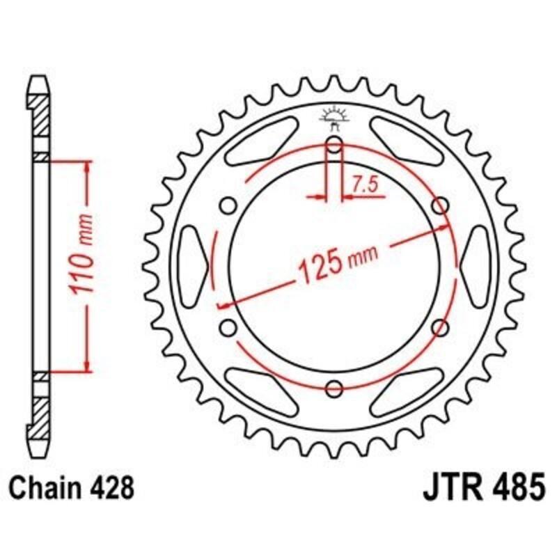 JT SPROCKETS JTR485.46 : Corona JT 485 de acero con 46 dientes