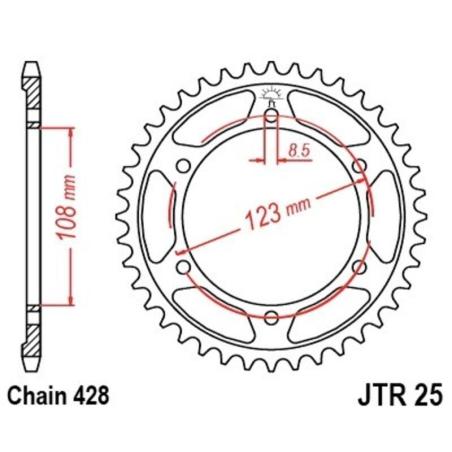 JT SPROCKETS JTR25.60 : Corona JT 25 de acero con 60 dientes