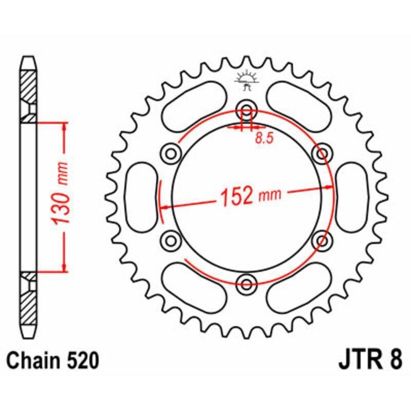 JT SPROCKETS JTR8.51 : Corona JT SPROCKETS acero estándar 8 - Paso 520