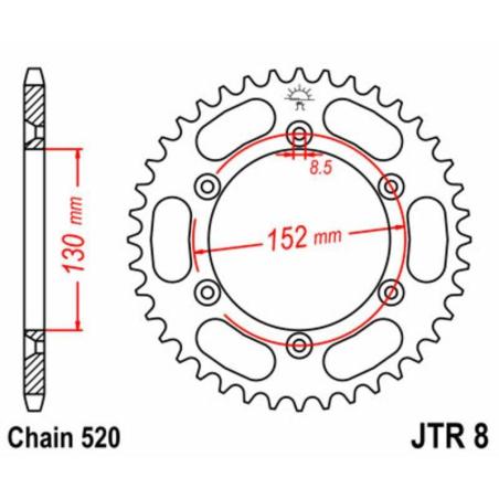 JT SPROCKETS JTR8.51 : Corona JT SPROCKETS acero estándar 8 - Paso 520