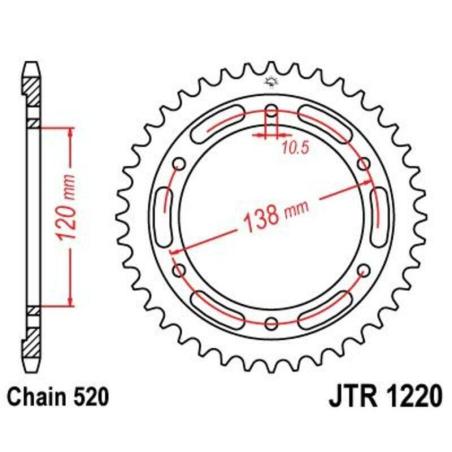 JT SPROCKETS JTR1220.38 : Corona JT SPROCKETS acero estándar 1220 - Paso 520