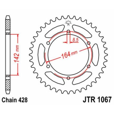 JT SPROCKETS JTR1067.52 : Corona JT SPROCKETS acero estándar 1067 - Paso 428