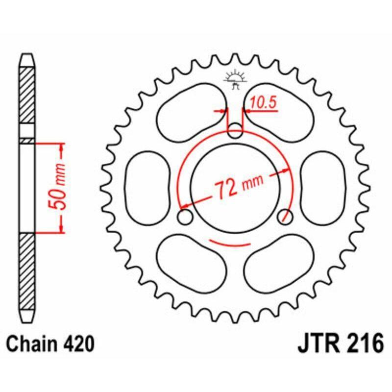 JT SPROCKETS JTR216.45 : Corona JT SPROCKETS acero estándar 216 - Paso 420