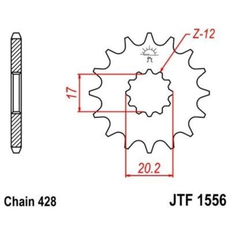 JT SPROCKETS JTF1556.12 : Piñon JT 1556 de acero con 12 dientes