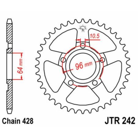 JT SPROCKETS JTR242.53 : Corona JT SPROCKETS acero estándar 242 - Paso 428