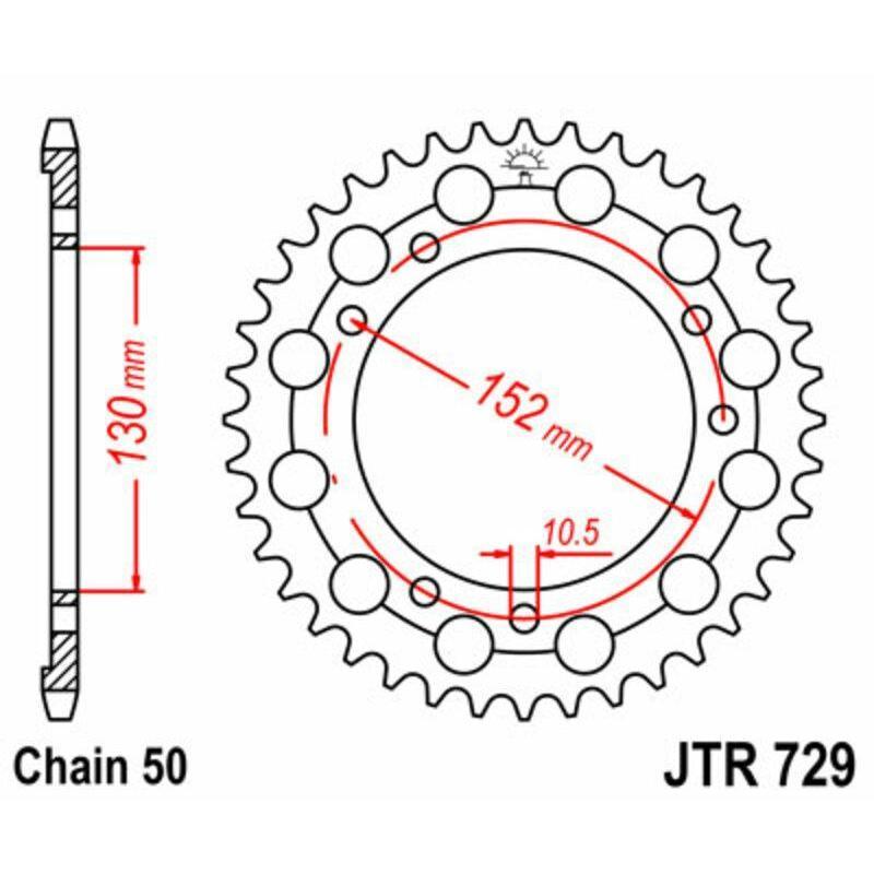 JT SPROCKETS JTR729.46 : Corona JT SPROCKETS acero estándar 729 - Paso 530