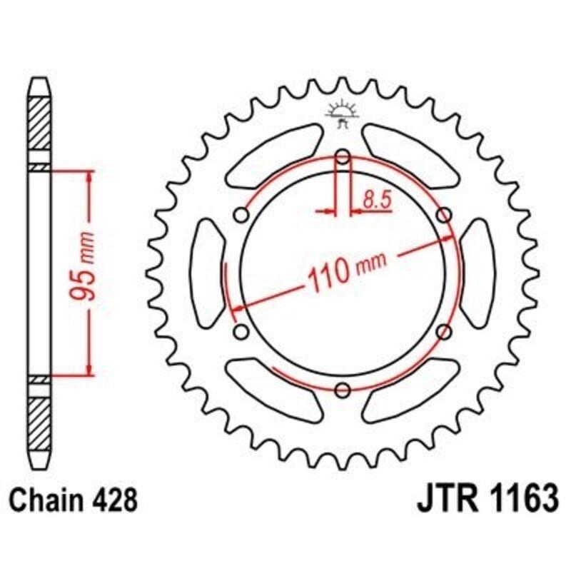 JT SPROCKETS JTR1163.45 : Corona JT 1163 de acero con 45 dientes