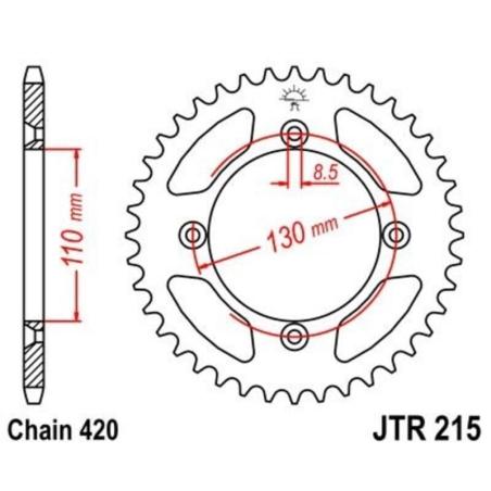 JT SPROCKETS JTR215.49 : Corona JT 215 de acero con 49 dientes