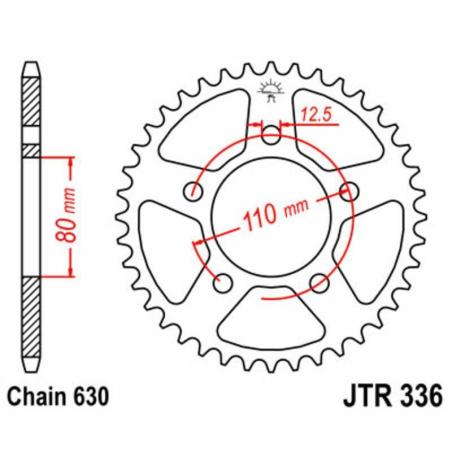 JT SPROCKETS JTR336.35 : Corona JT 336 de acero con 35 dientes