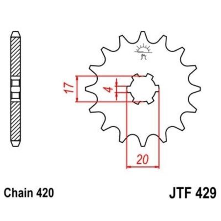 JT SPROCKETS JTF429.12 : Piñon JT 429 de acero con 12 dientes