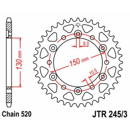 Corona plato transmision trasero JT 245/