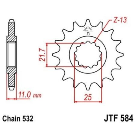 JT SPROCKETS JTF584.16 : Piñón JT SPROCKETS acero estándar 584 - Paso 532