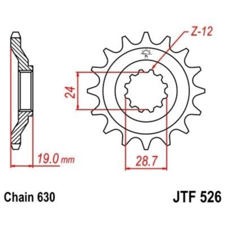 JT SPROCKETS JTF526.15 : Piñon JT 526 de acero con 15 dientes