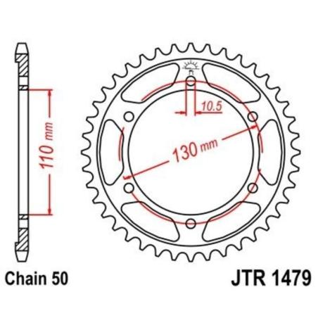 JT SPROCKETS JTR1479.47 : Corona JT 1479 de acero con 47 dientes