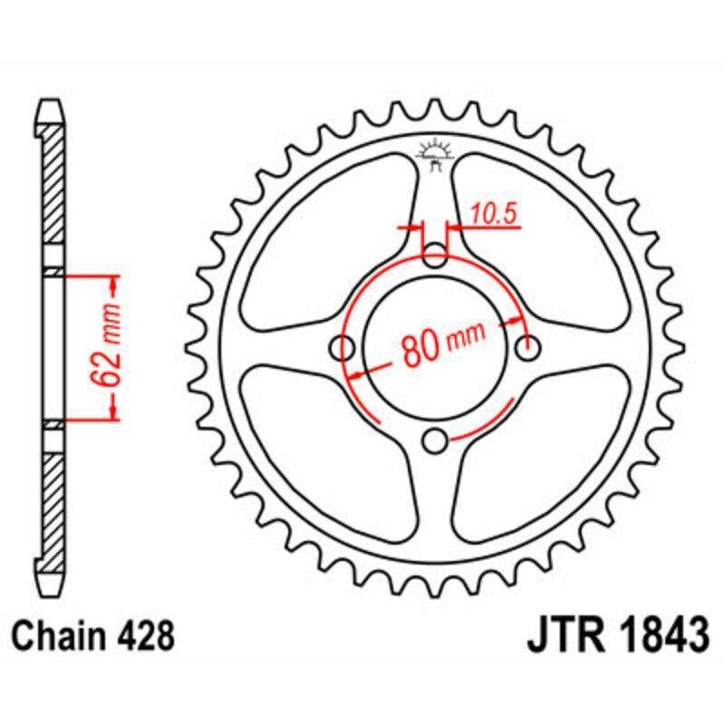 JT SPROCKETS JTR1843.54 : Corona JT SPROCKETS acero estándar 1843 - Paso 428