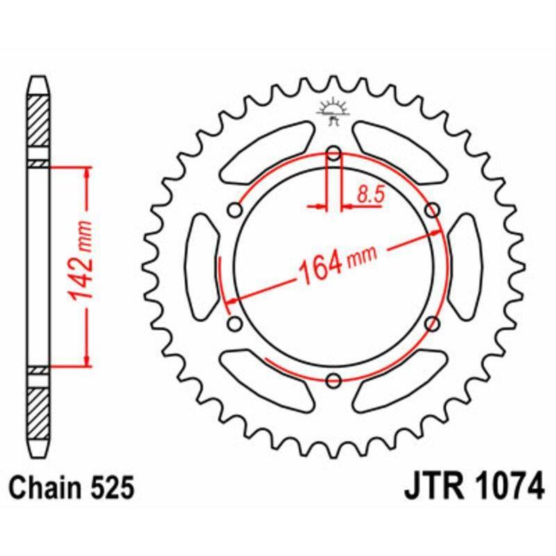 JT SPROCKETS JTR1074.44 : Corona JT SPROCKETS acero estándar 1074 - Paso 525