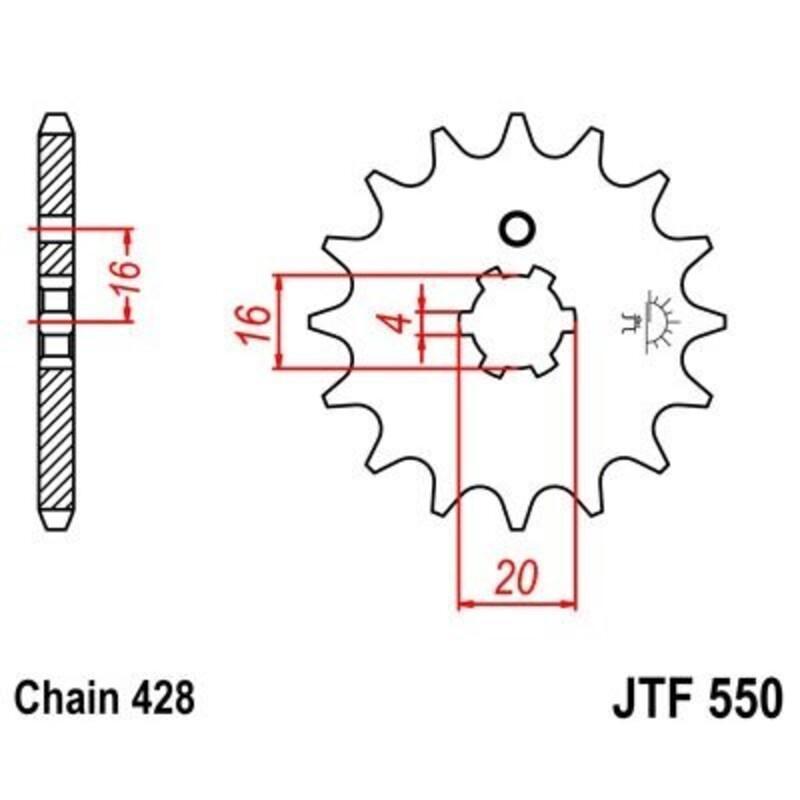 JT SPROCKETS JTF550.15 : Piñon JT 550 de acero con 15 dientes