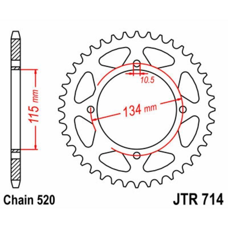 JT SPROCKETS JTR714.50 : Corona JT SPROCKETS acero estándar 714 - Paso 520