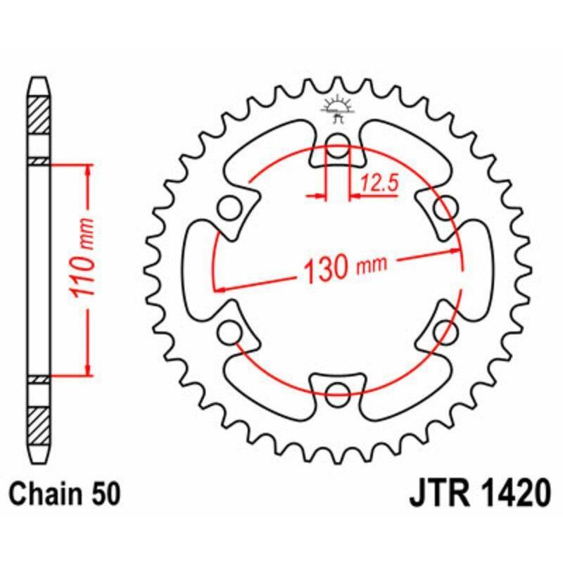 JT SPROCKETS JTR1420.40 : Corona JT SPROCKETS acero estándar 1420 - Paso 530