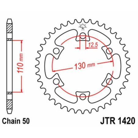 JT SPROCKETS JTR1420.40 : Corona JT SPROCKETS acero estándar 1420 - Paso 530