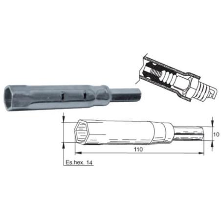 BUZZETTI 4842 : Llave de bujía con extractor de pipa de silicona Hex.14