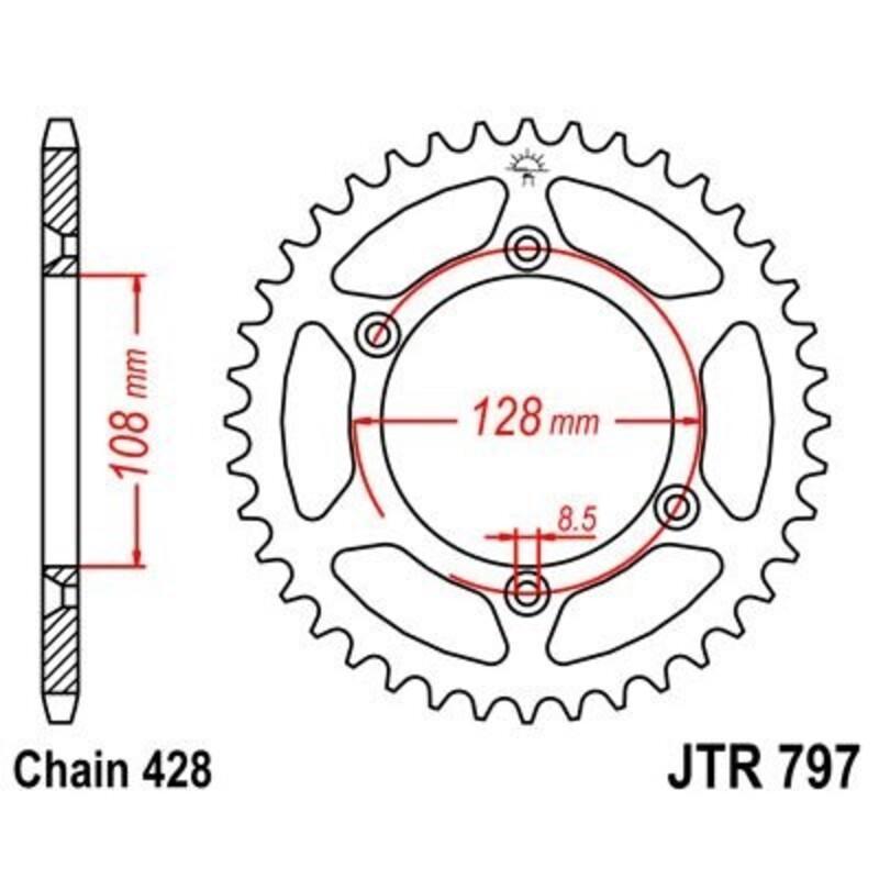 JT SPROCKETS JTR797.57 : Corona JT 797 de acero con 57 dientes