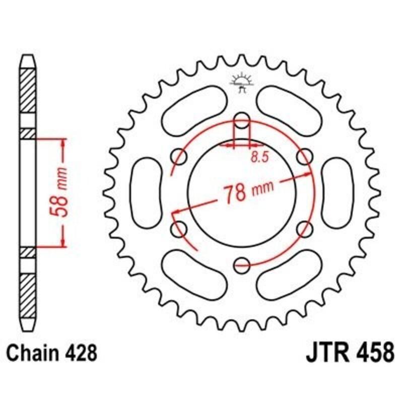 JT SPROCKETS JTR458.36 : Corona JT 458 de acero con 36 dientes