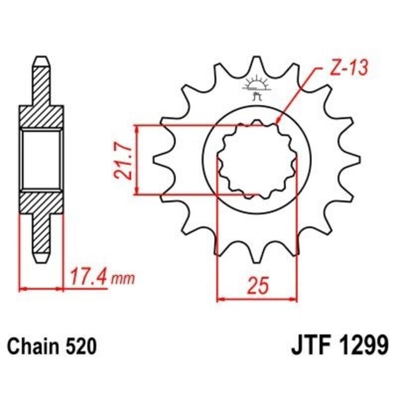 JT SPROCKETS JTF1299.14 : Piñon JT 1299 de acero con 14 dientes