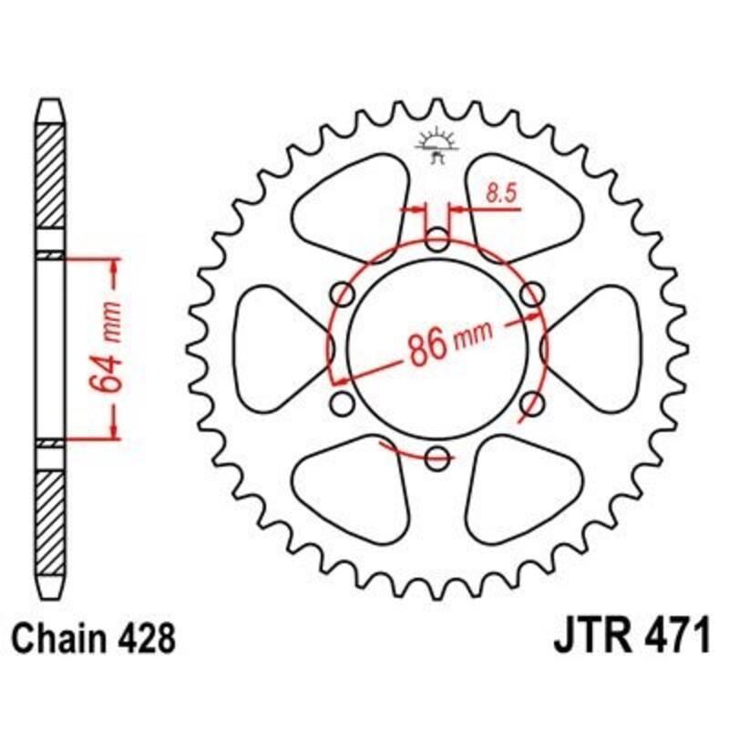 JT SPROCKETS JTR471.50 : Corona JT 471 de acero con 50 dientes