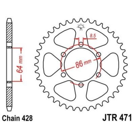 JT SPROCKETS JTR471.50 : Corona JT 471 de acero con 50 dientes