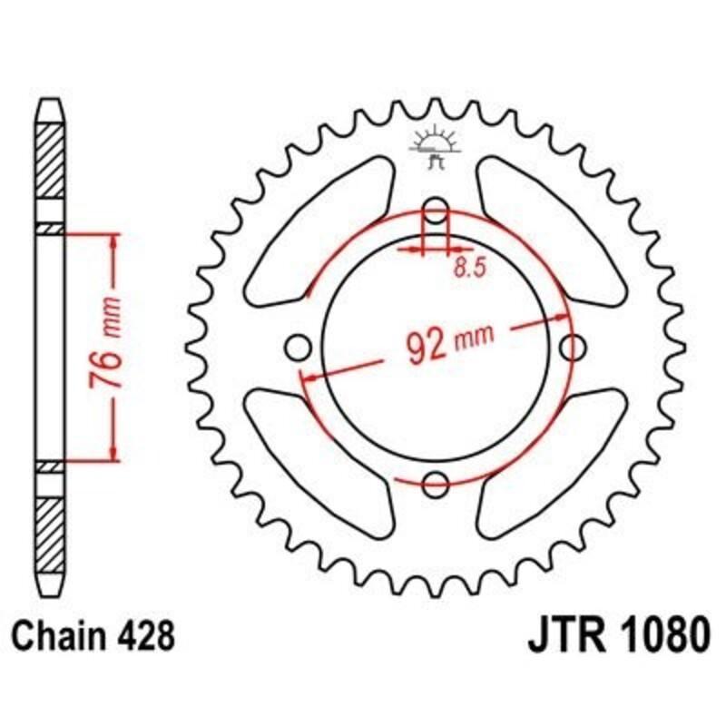 JT SPROCKETS JTR1080.39 : Corona JT 1080 de acero con 39 dientes