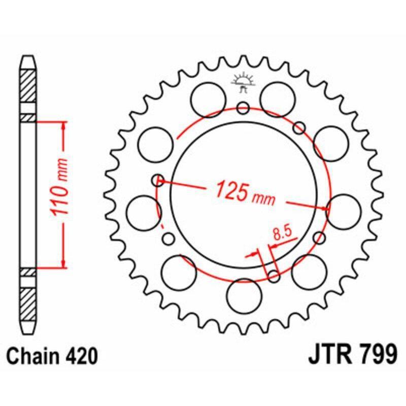 JT SPROCKETS JTR799.50 : Corona JT SPROCKETS acero estándar 799 - Paso 420