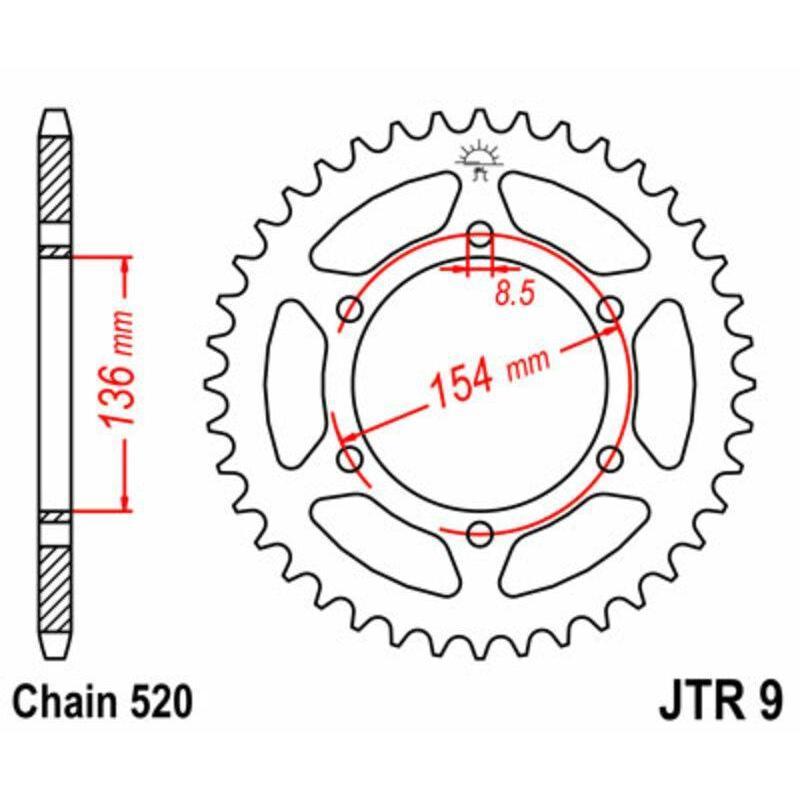 JT SPROCKETS JTR9.47 : Corona JT SPROCKETS acero estándar 9 - Paso 520