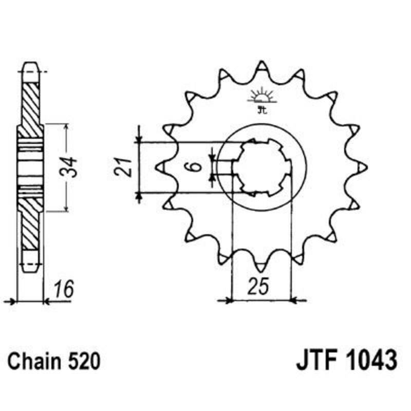 JT SPROCKETS JTF1043.14 : Piñon JT 1043 de acero con 14 dientes