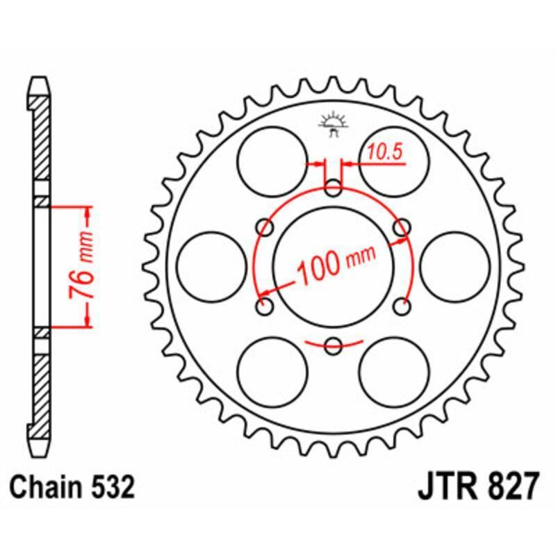 JT SPROCKETS JTR827.43 : Corona JT SPROCKETS acero estándar 827 - Paso 532