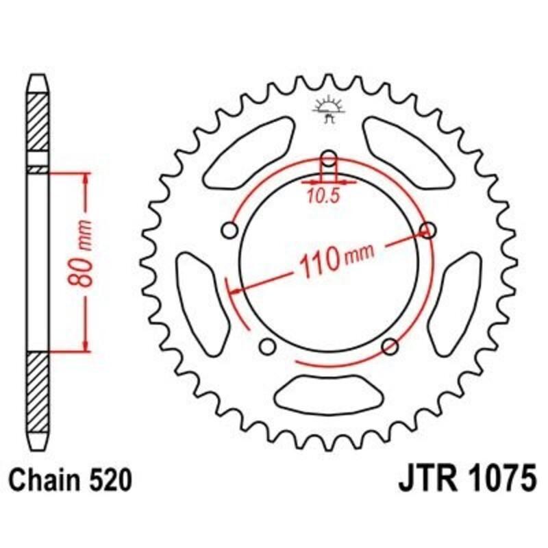 JT SPROCKETS JTR1075.39 : Corona JT 1075 de acero con 39 dientes