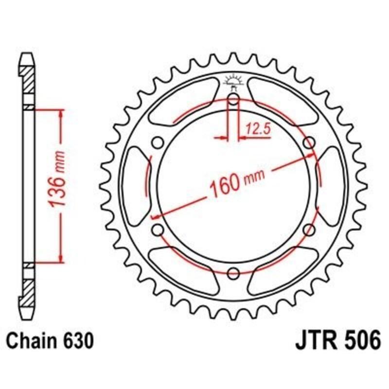 JT SPROCKETS JTR506.40 : Corona JT 506 de acero con 40 dientes