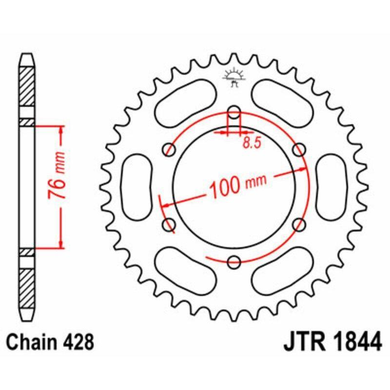 JT SPROCKETS JTR1844.48 : Corona JT SPROCKETS acero estándar 1844 - Paso 428