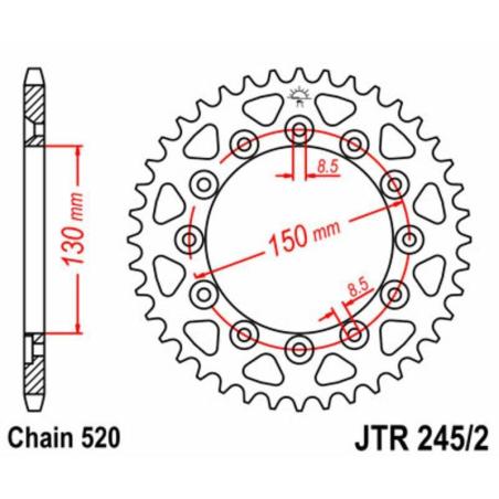 Corona plato transmision trasero JT 245/