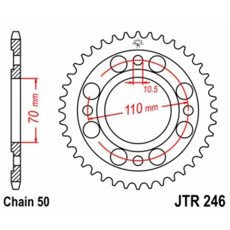 JT SPROCKETS JTR246.36 : Corona JT 246 de acero con 36 dientes