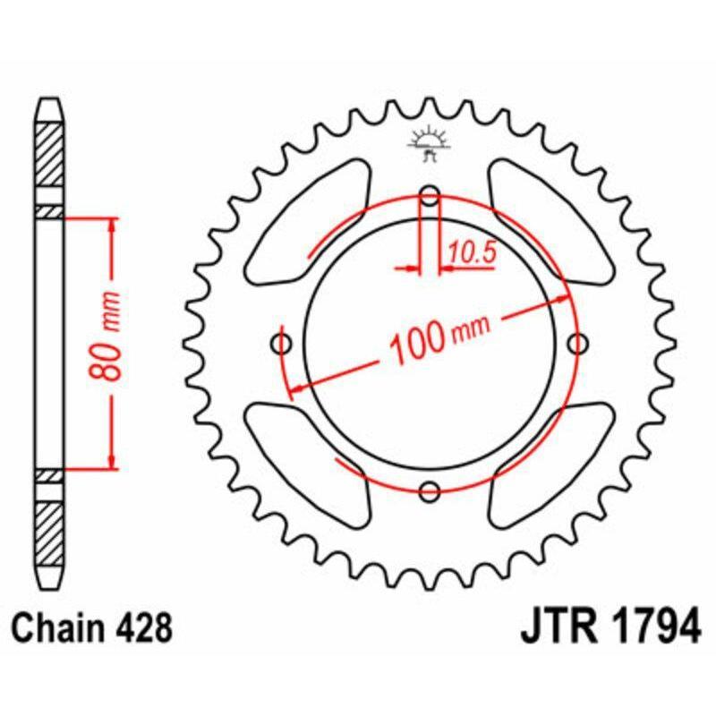 JT SPROCKETS JTR1794.45 : Corona JT SPROCKETS acero estándar 1794 - Paso 428