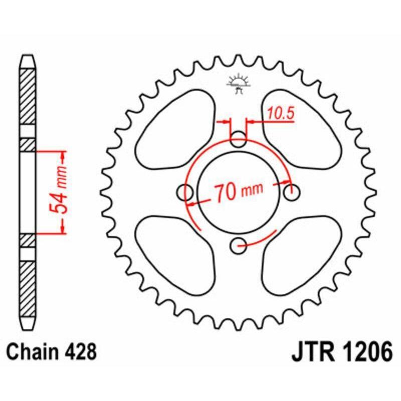 JT SPROCKETS JTR1206.42 : Corona JT SPROCKETS acero estándar 1206 - Paso 428